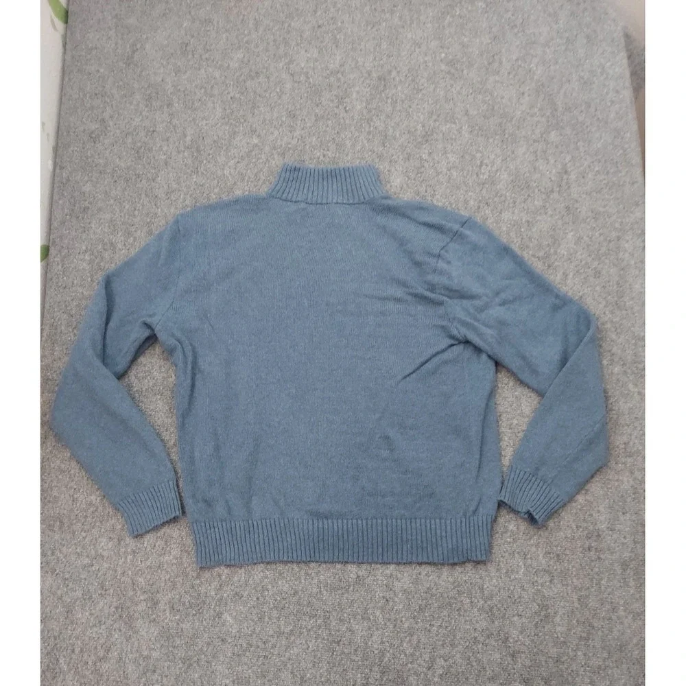 Vtg Polo Ralph Lauren Sweater Men XL Blue 1/4 Zip Cotton Pullover Mock Neck READ